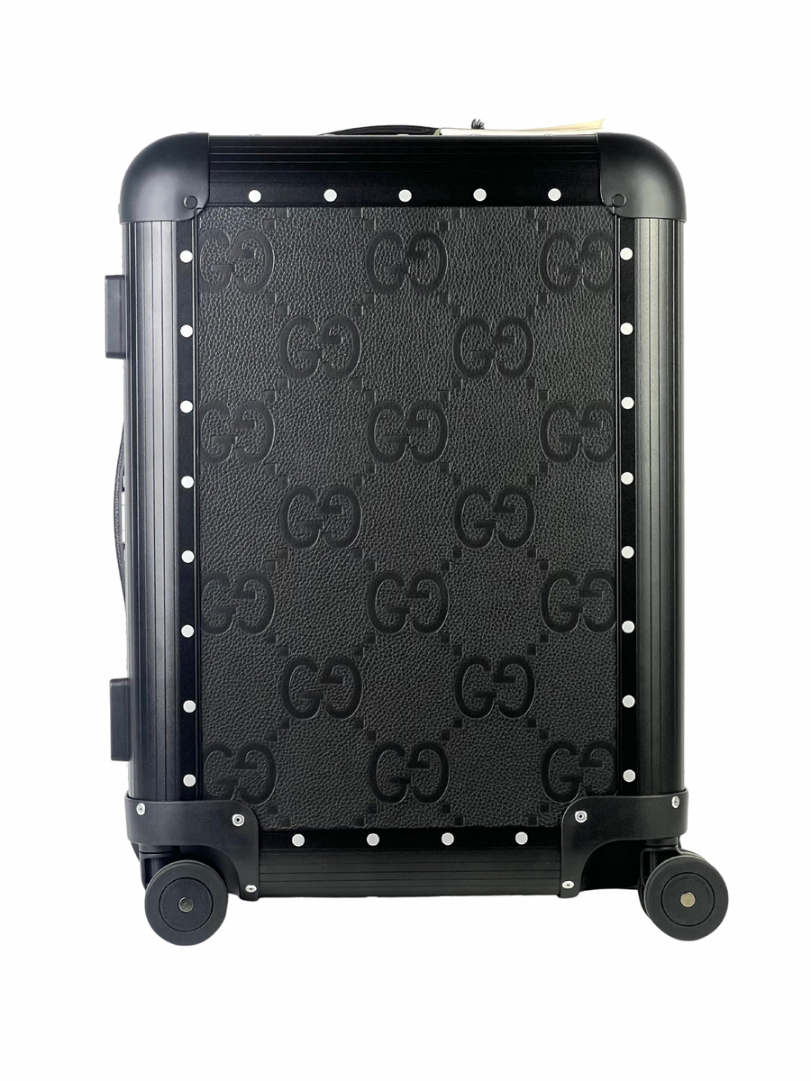 Gucci x FPM GG Jumbo Black Leather & Aluminum Cabin Luggage