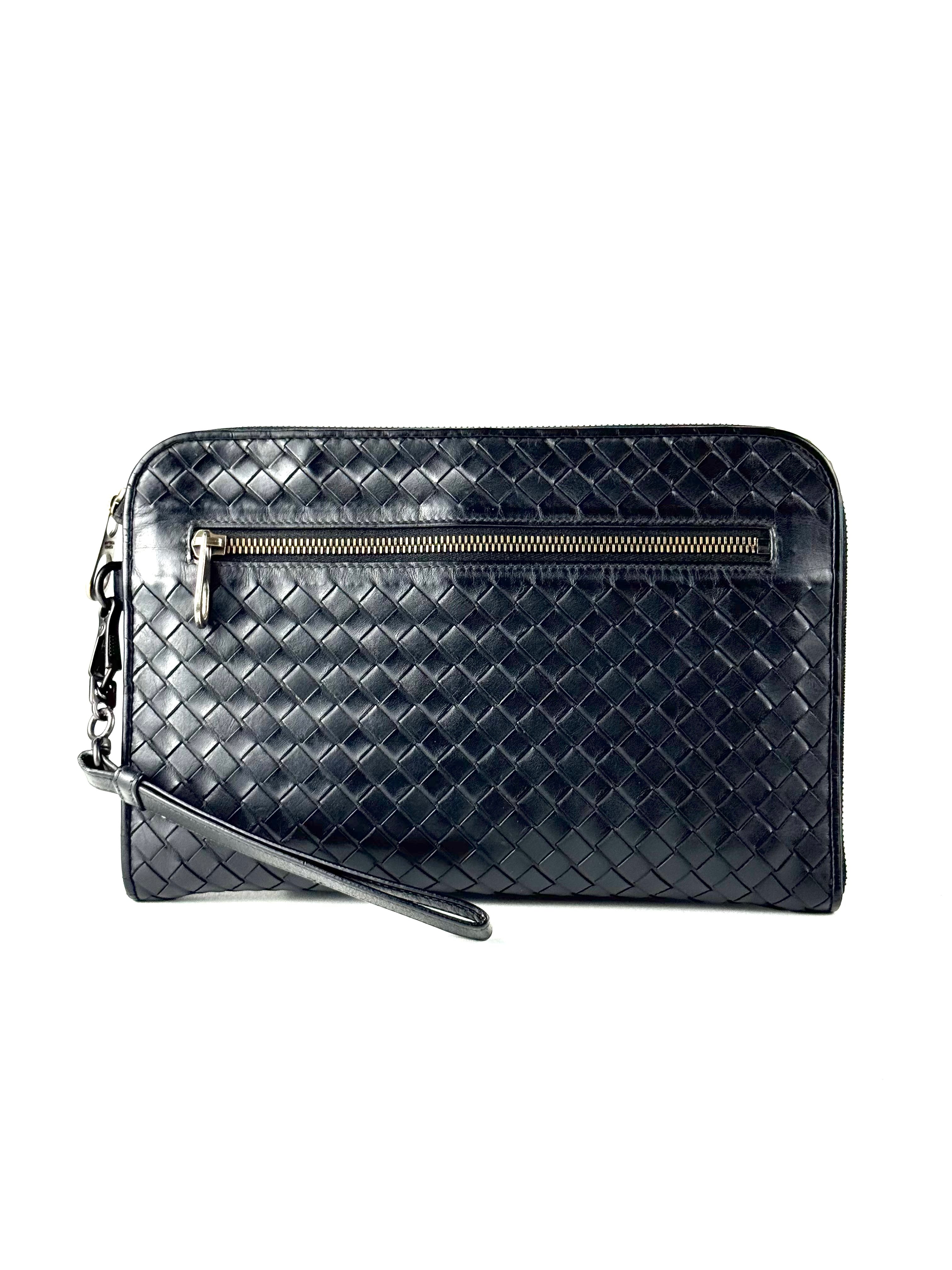 Bottega Veneta Intrecciato Black Vitello Clutch