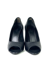 Gucci GG Supreme Embossed Leather Black Heels 2