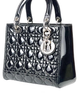 Christian Dior Lady Dior Medium Black Patent Shoulder Bag 5