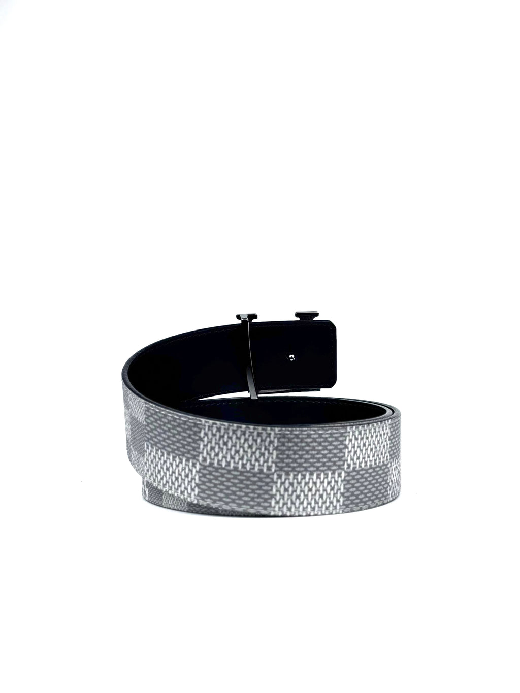 Louis Vuitton Initial 40mm Logo Silver Buckle 3D Damier Graphite Belt