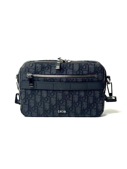 Christian Dior Oblique Jacquard Black Safari Messenger Bag