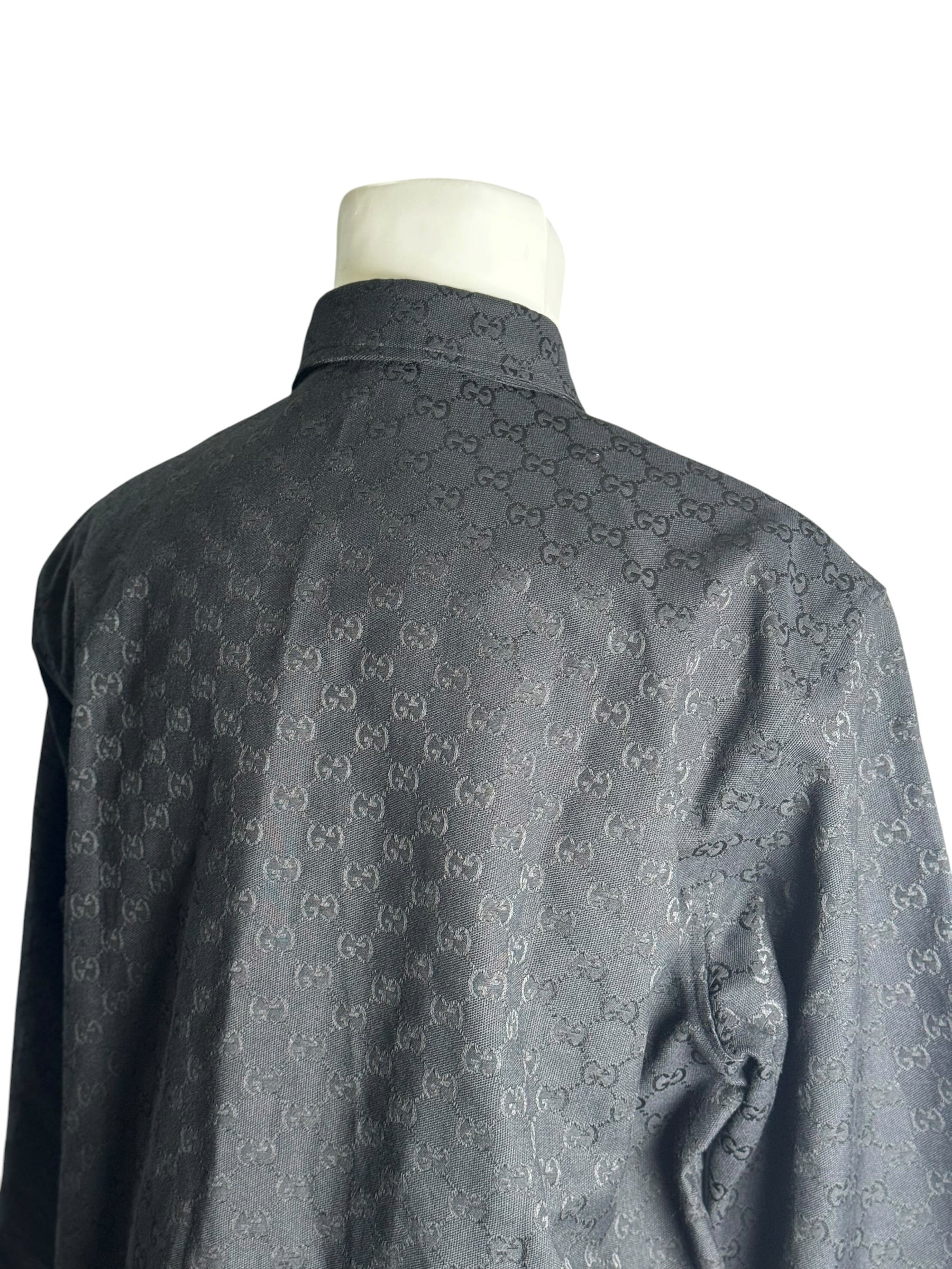 Gucci GG Supreme Black Denim Long Shirt