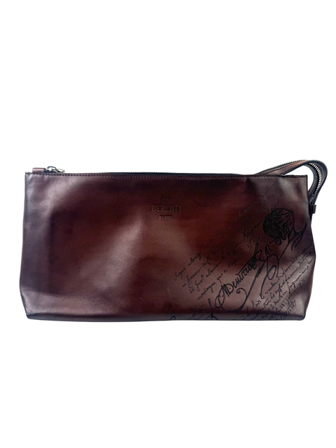 Berluti Scritto Ivy Brown Toiletry Pouch