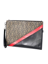 Fendi FF Logo Diagonal Brown Clutch 3