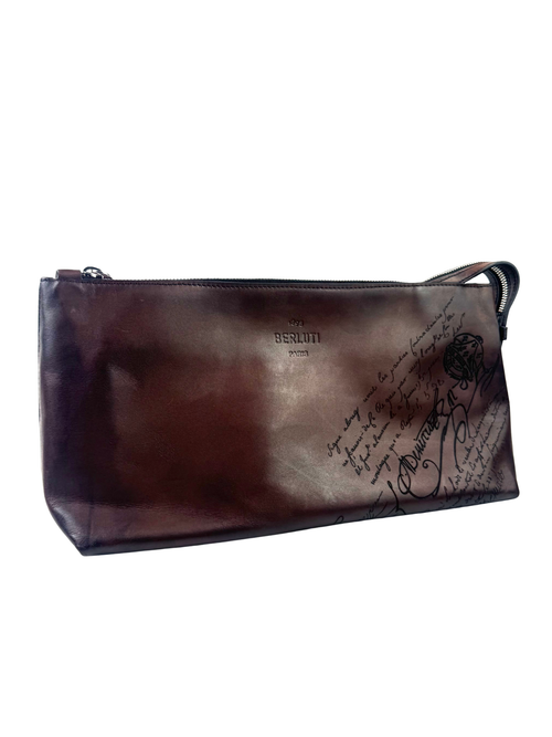 Berluti Scritto Ivy Brown Toiletry Pouch