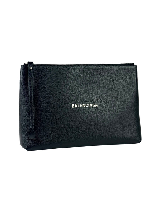 Balenciaga Grain Leather Logo Pochette