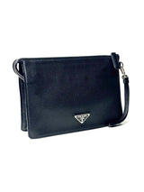 Prada Triangle Logo Grain Leather Standing Clutch 2