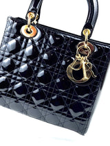 Lady Dior Black Patent GHW Handbag 6