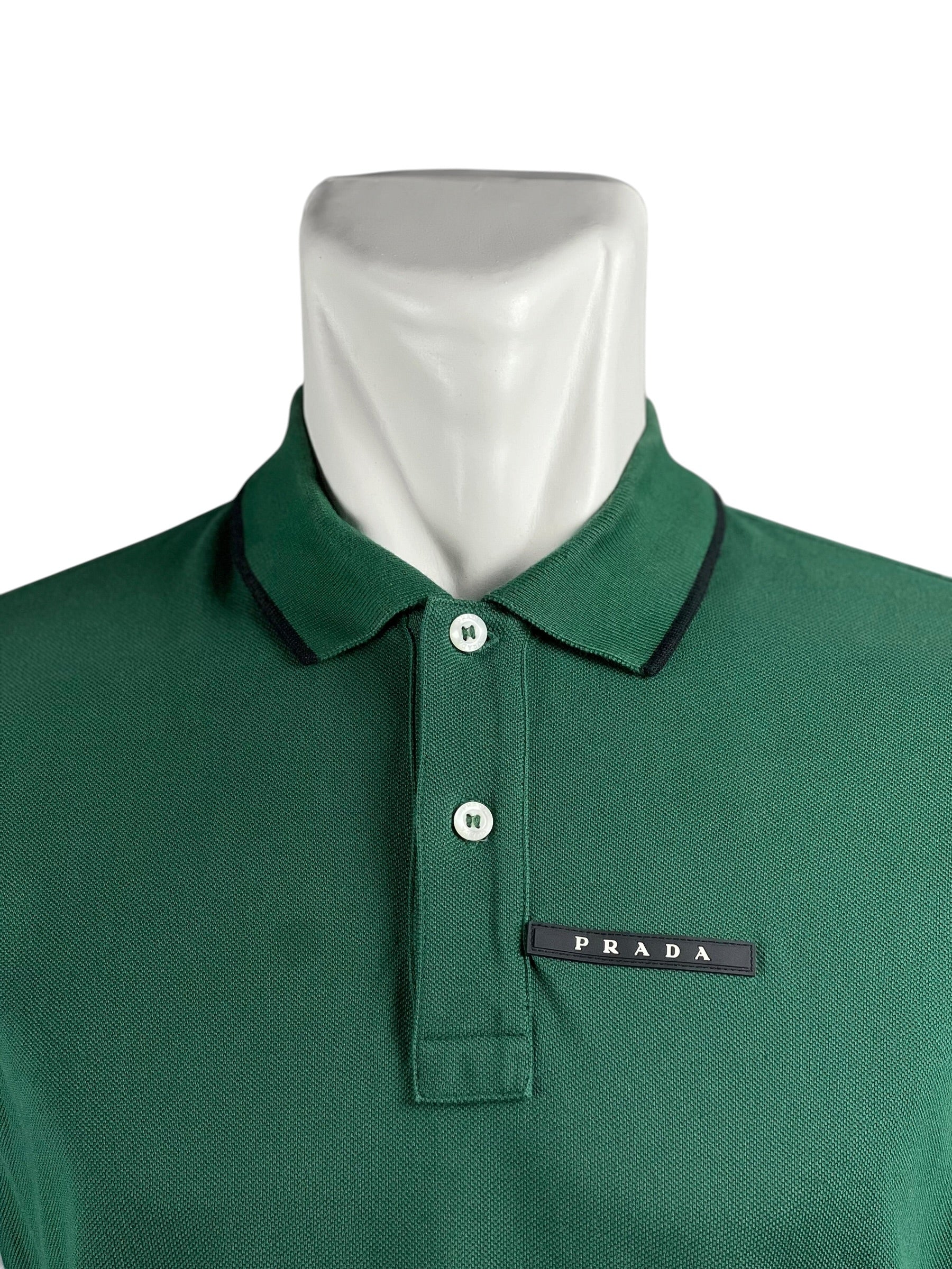 Prada Logo Green Polo Shirt