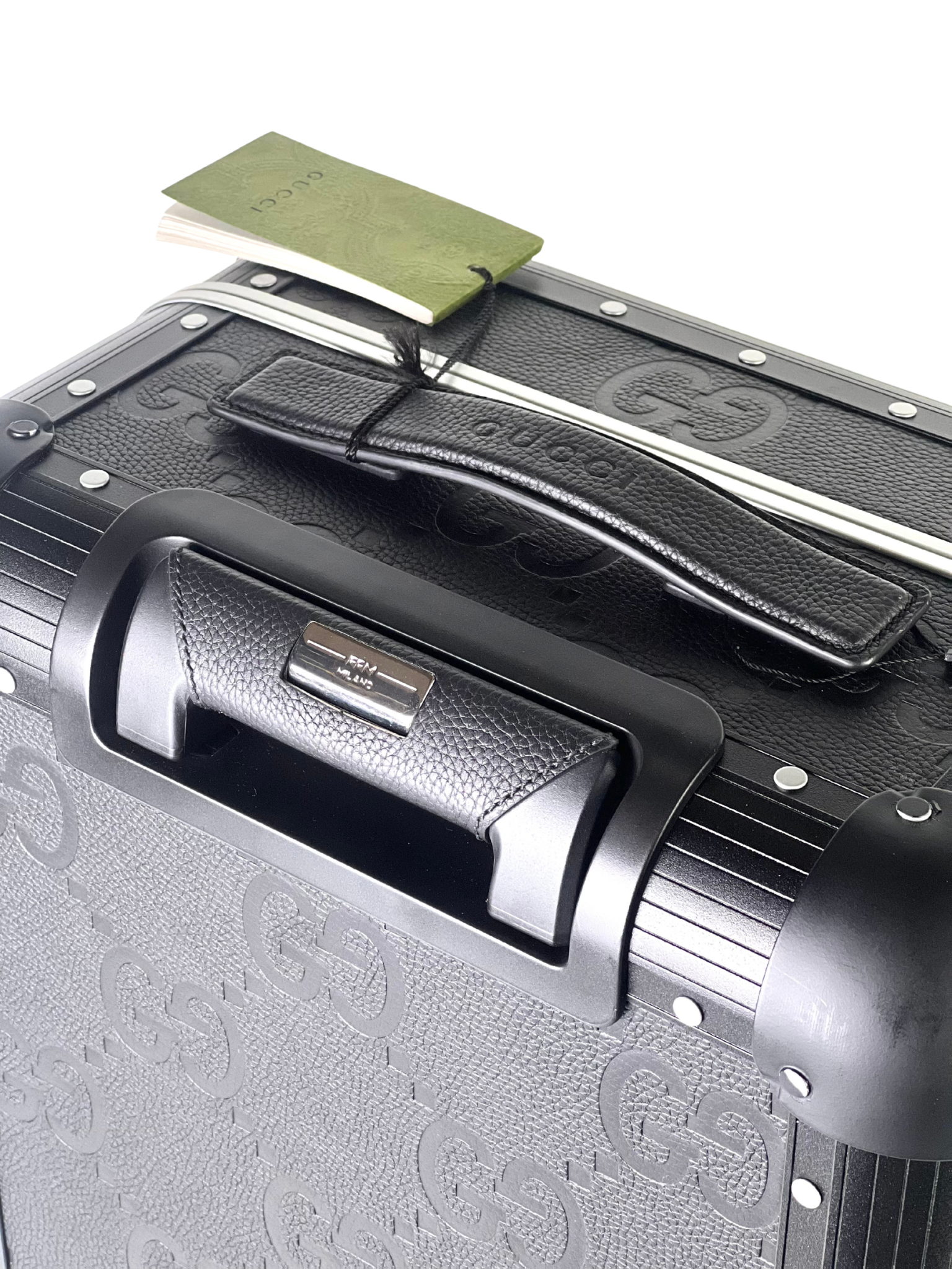 Gucci x FPM GG Jumbo Black Leather & Aluminum Cabin Luggage