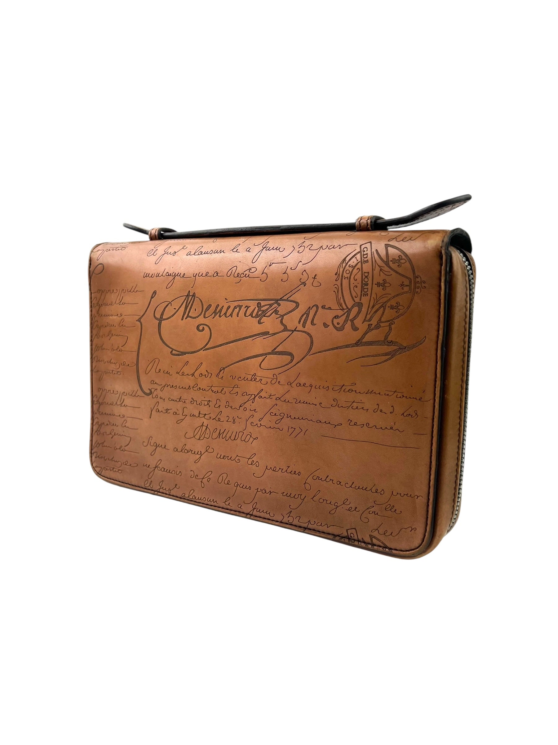 Berluti Scritto Itauba Brown Travel Clutch