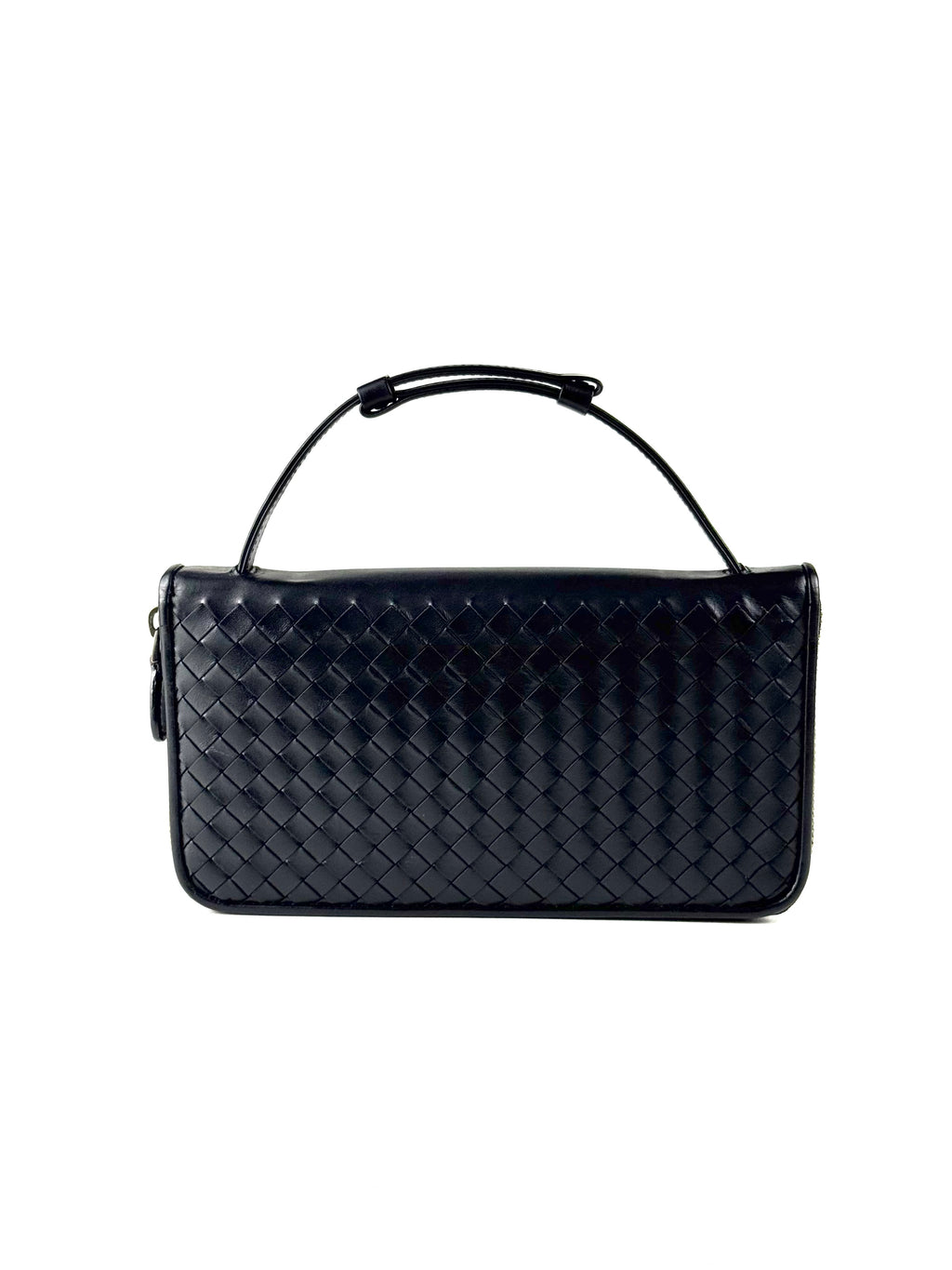 Bottega Veneta Intrecciato Black Zippy Travel Wallet