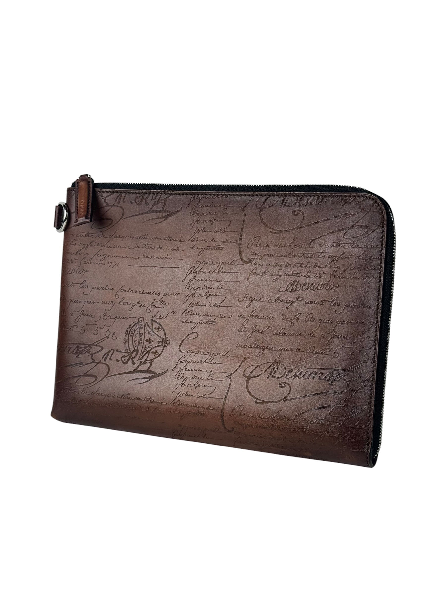 Berluti Scritto Nino GM Brown Clutch