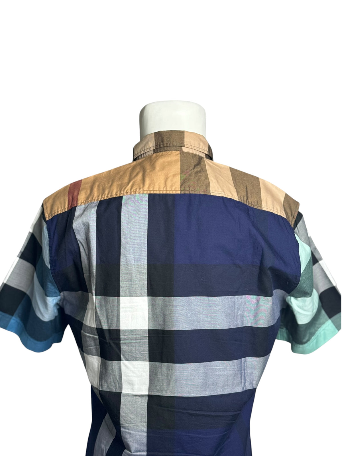 Burberry London Brown Blue Check Short Sleeve Shirt