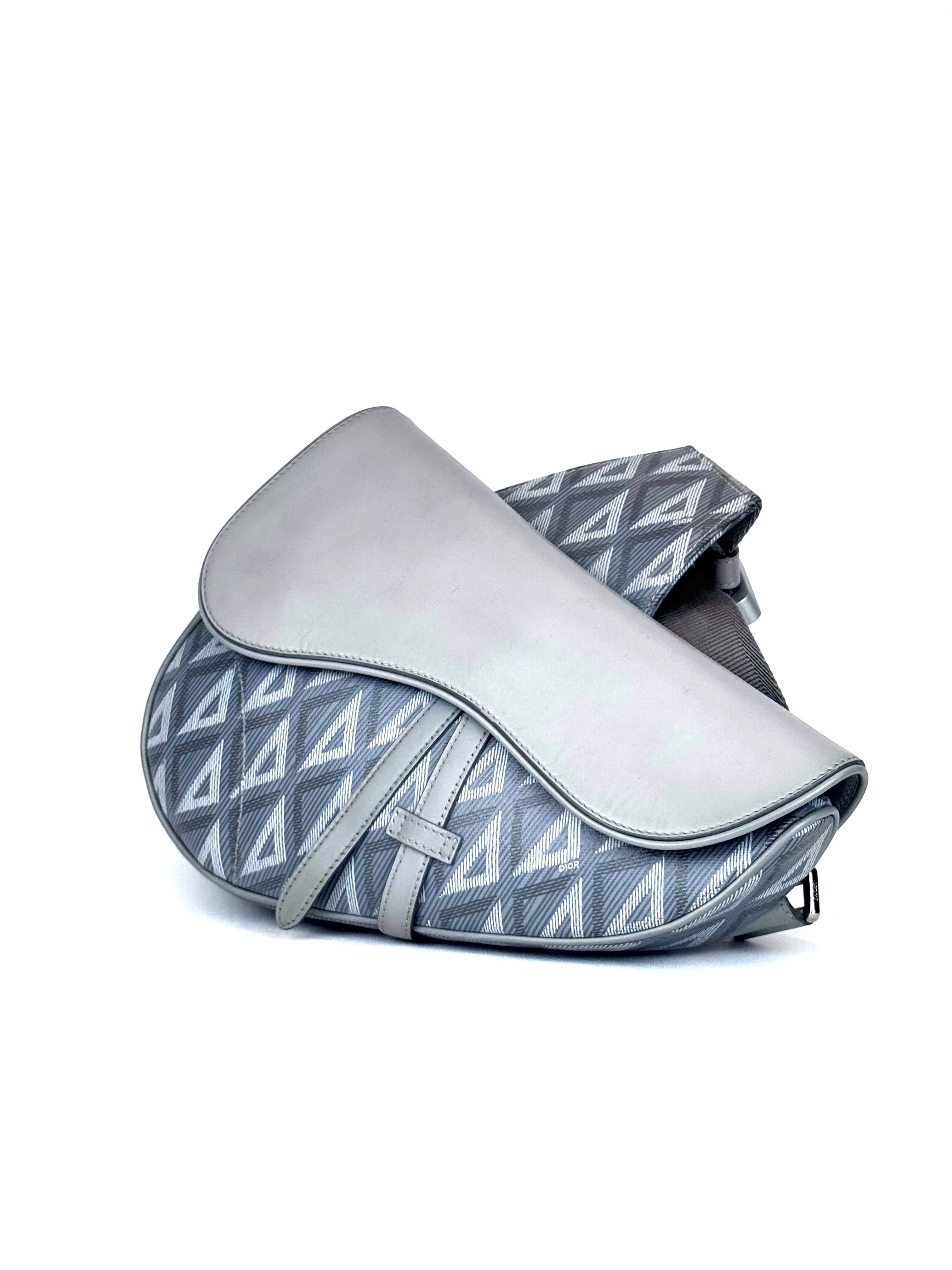 Christian Dior Saddle Diamond Grey Slingbag