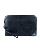Prada Logo Saffiano Leather Standing Clutch 1
