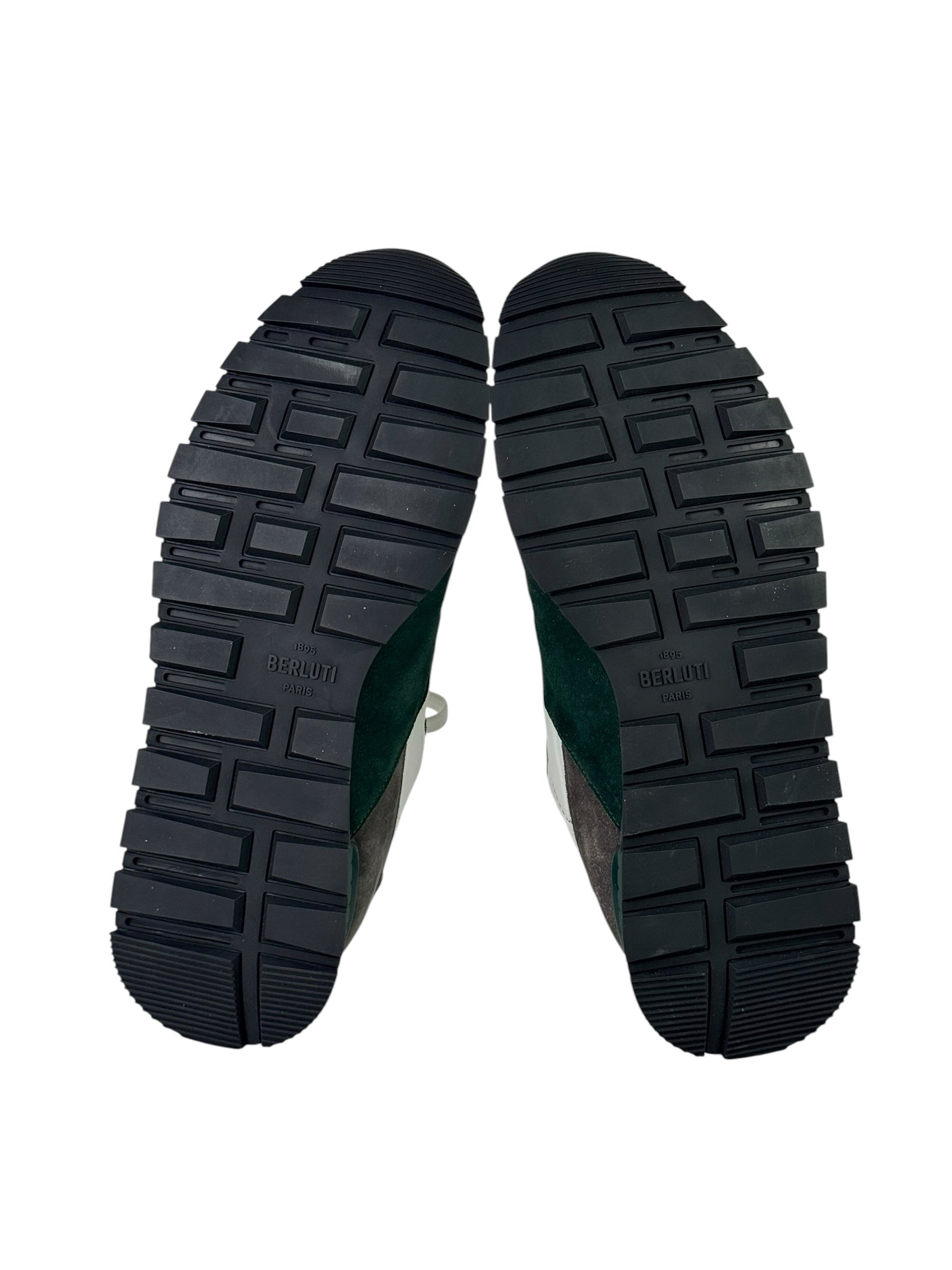 Berluti Scritto Green Suede & Leather Low Sneakers