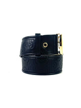Bvlgari Logo Embossed Black Leather Belt 2