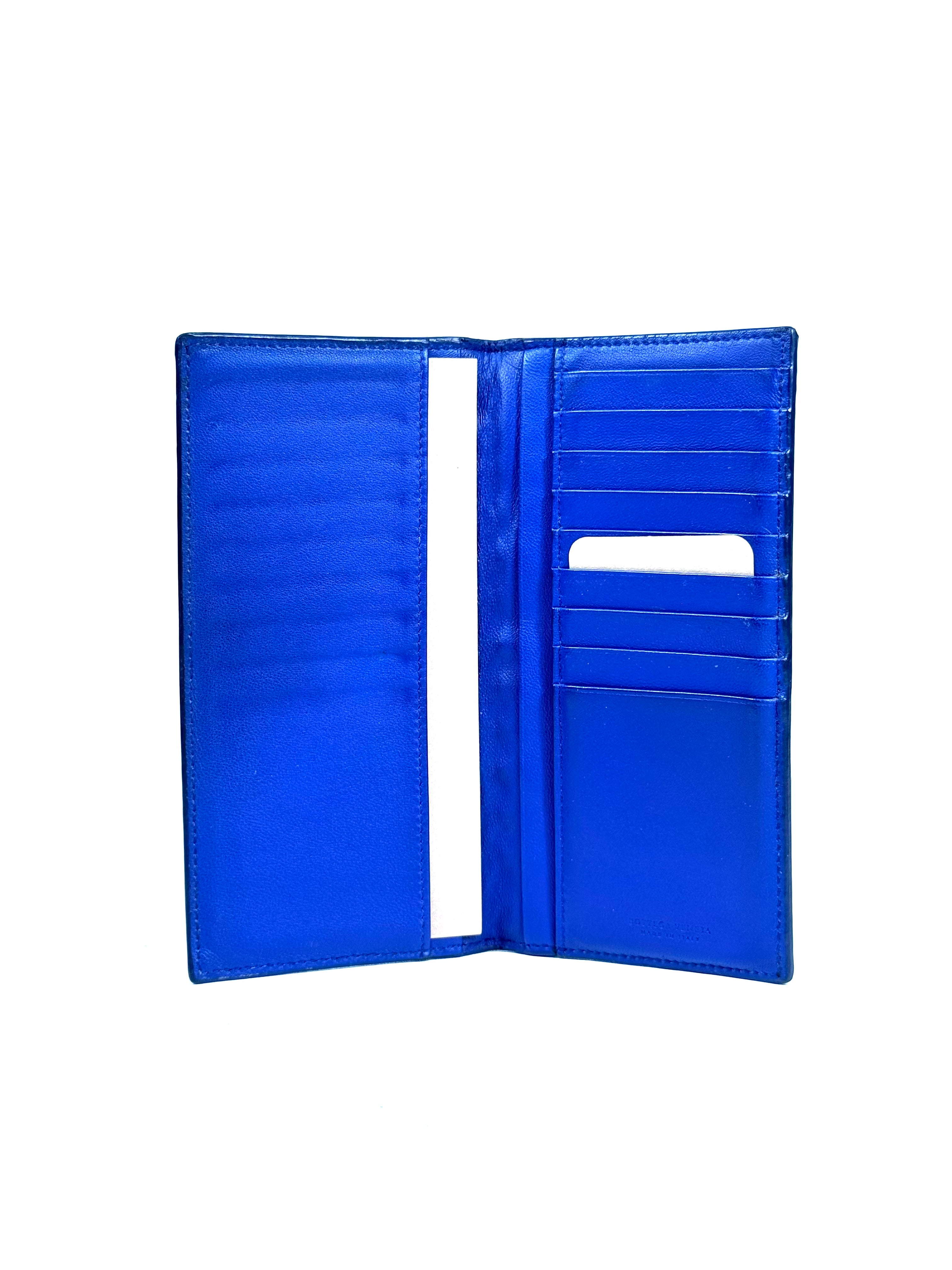 Bottega Veneta Intrecciato Black Navy Long Wallet