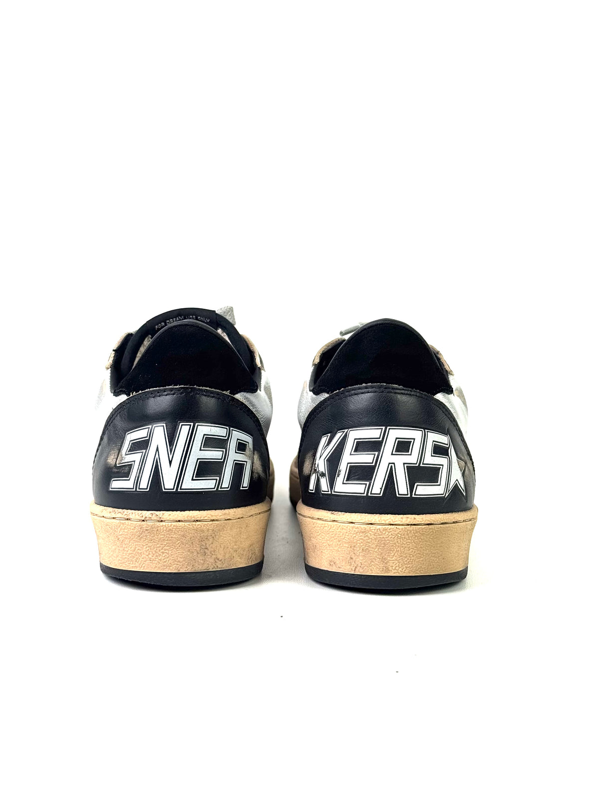 Golden Goose Ball Star In Silver Leather Sneakers
