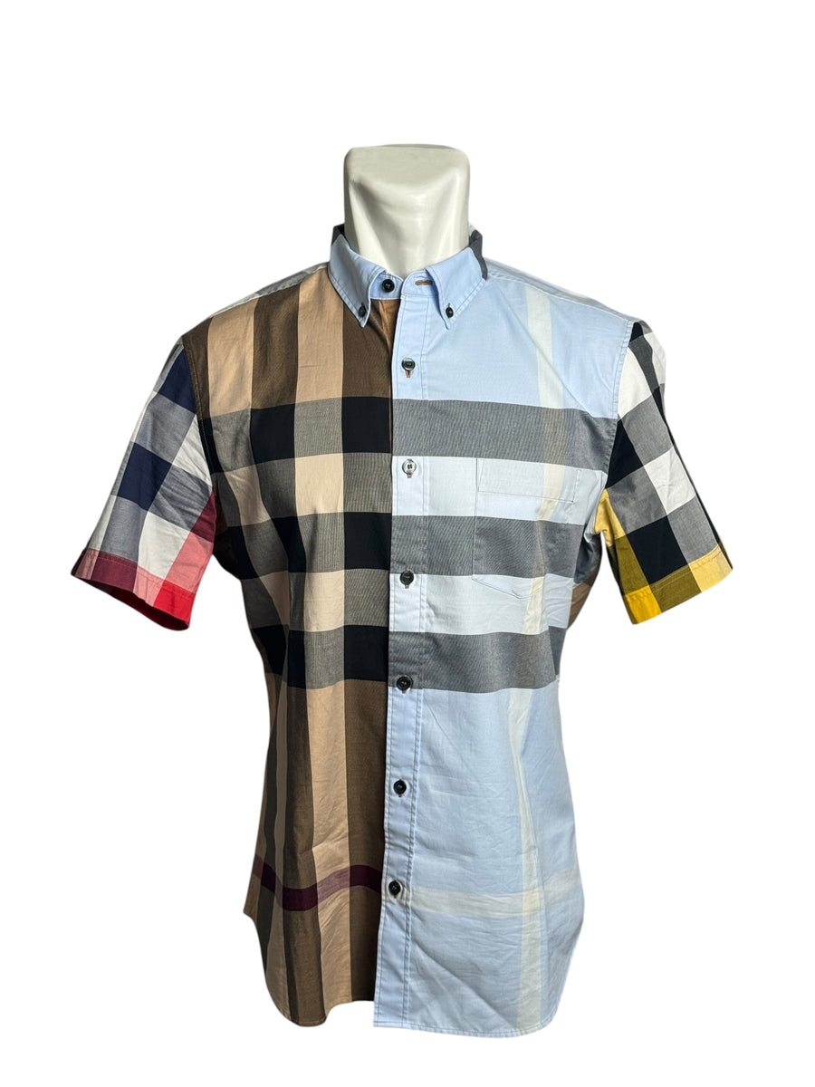 Burberry London Brown Till Blue Check Short Sleeve Shirt