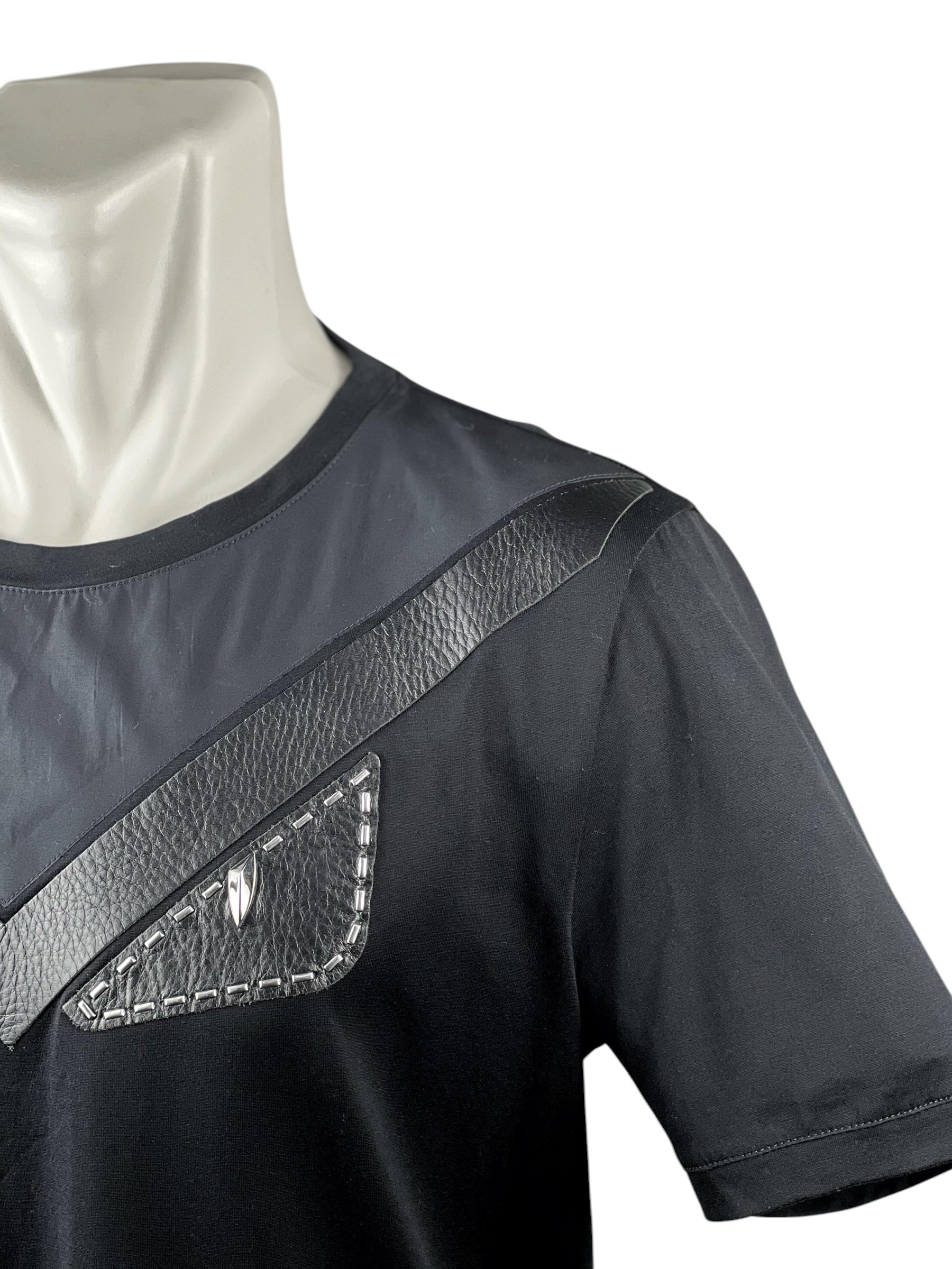 Fendi Monster Eye Patchwork Black Short Sleeve Tee