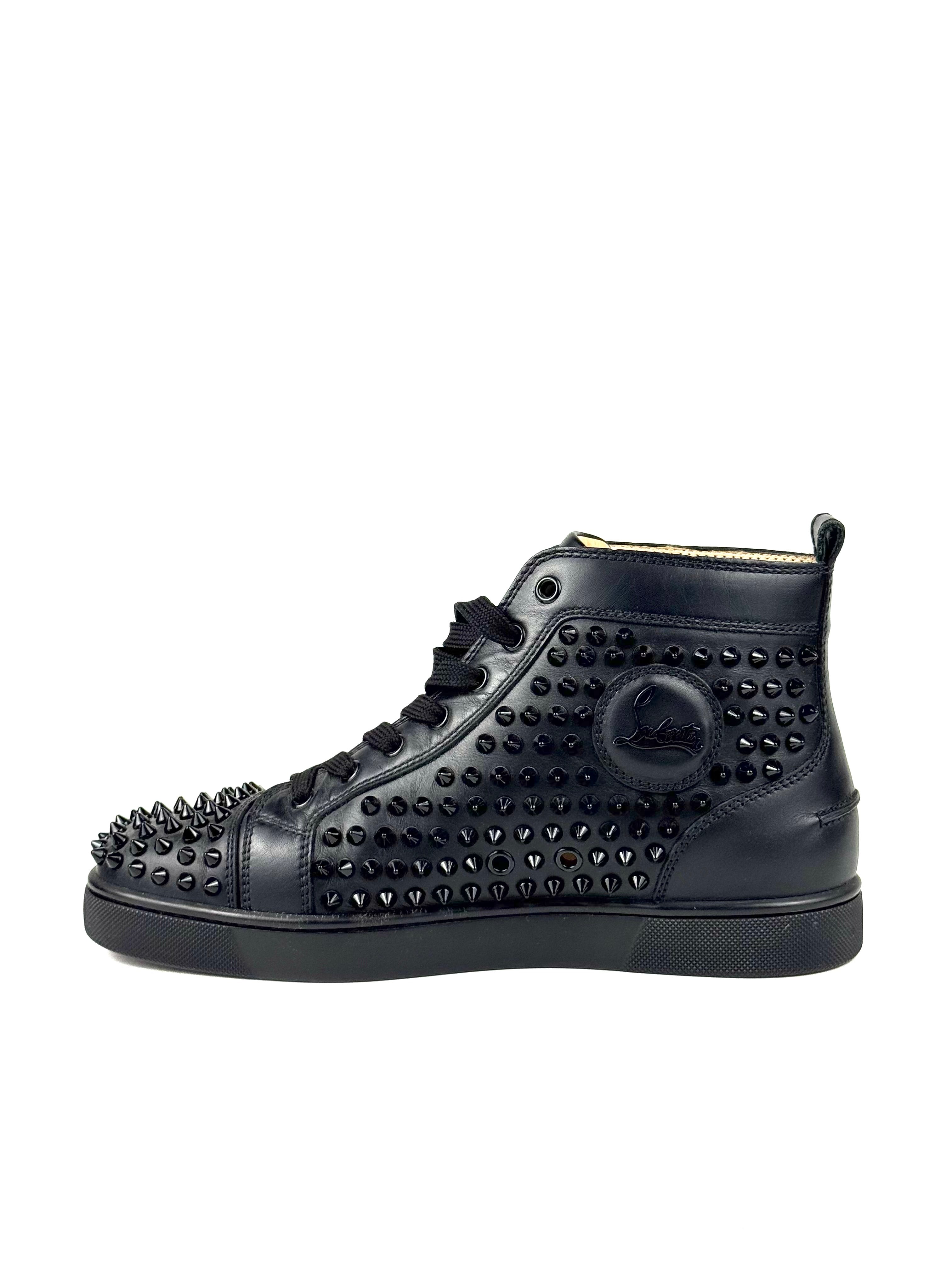 Christian Louboutin High Top Calf Black Sneakers