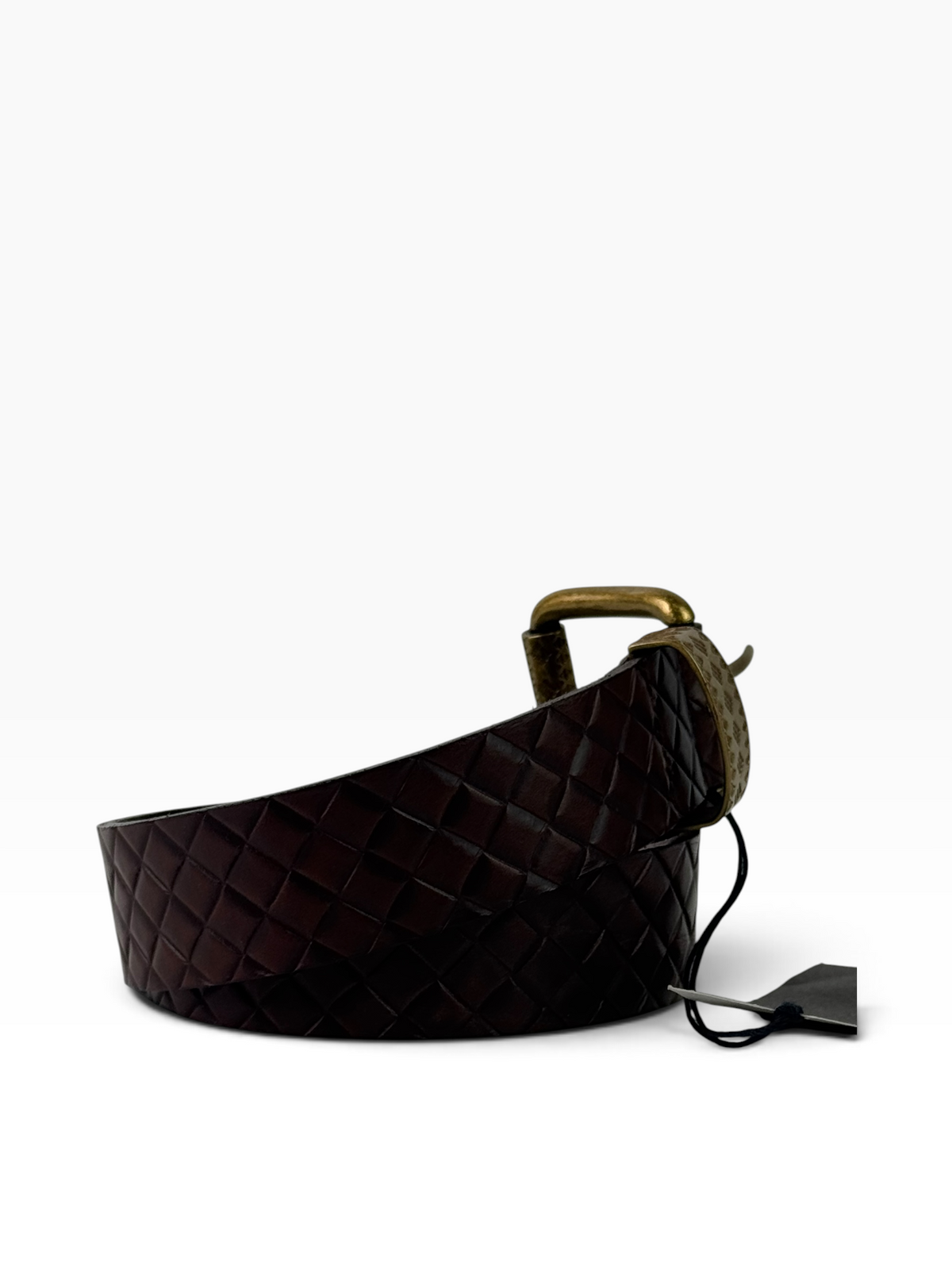 Bottega Veneta Gold Buckle Embossed Leather Belt