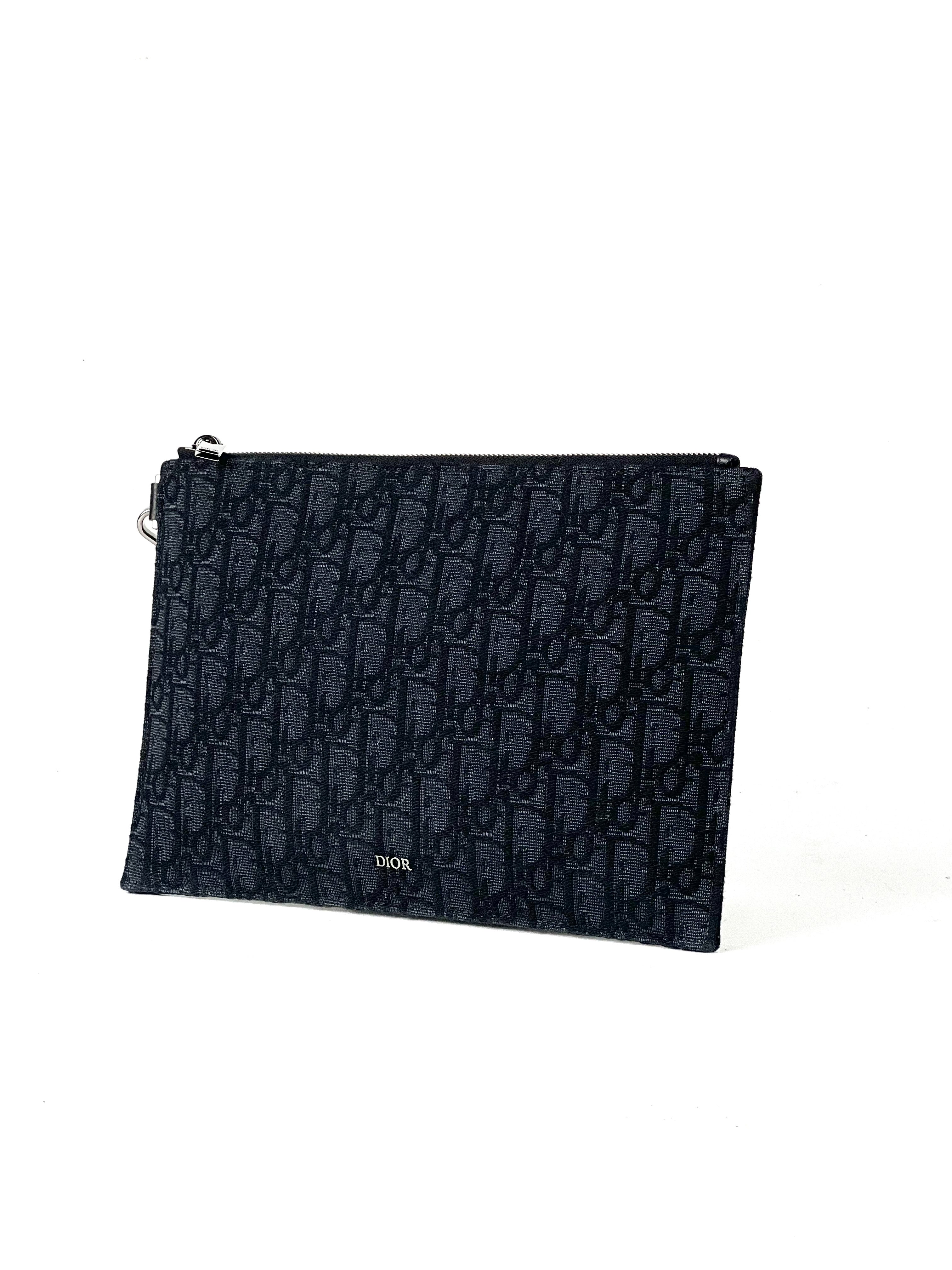 Christian Dior Oblique Jacquard Black A5 Pouch