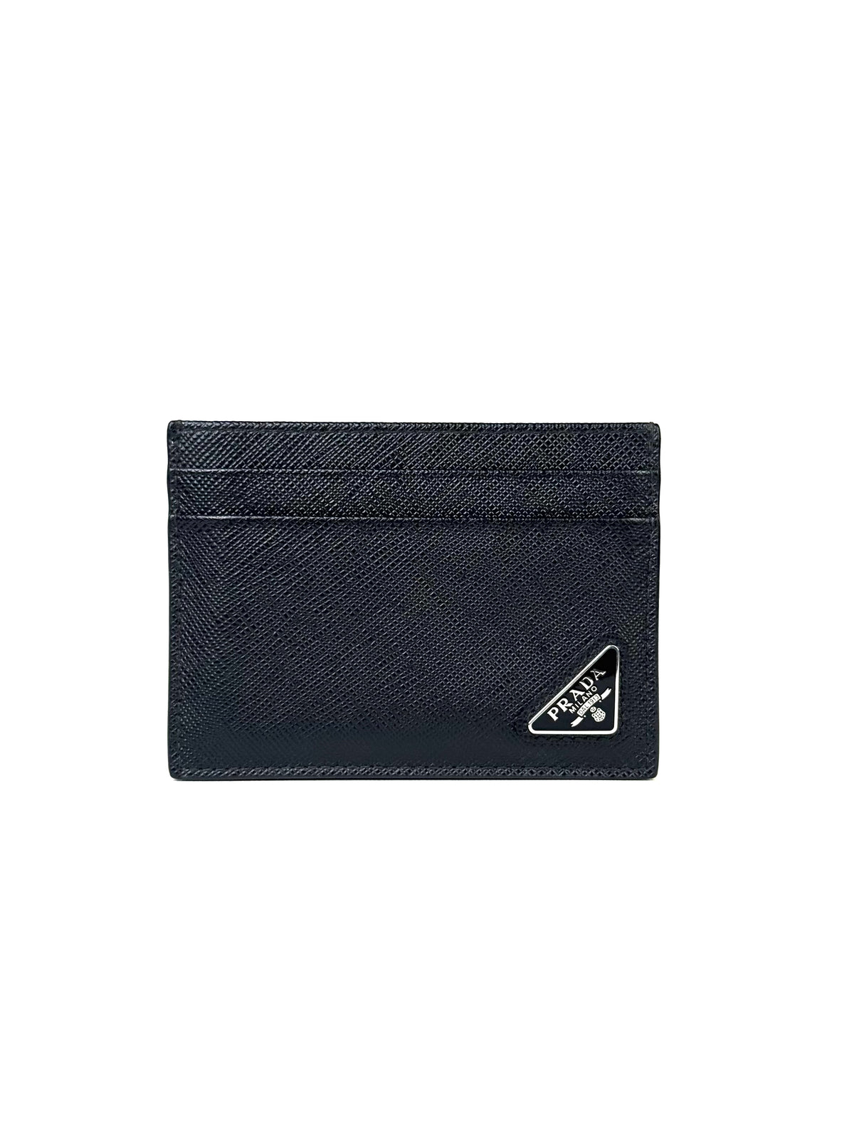 Prada Triangle Logo Saffiano Leather Card Holder
