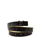 Louis Vuitton Gold Buckle 20MM Monogram Macassar Belt 2