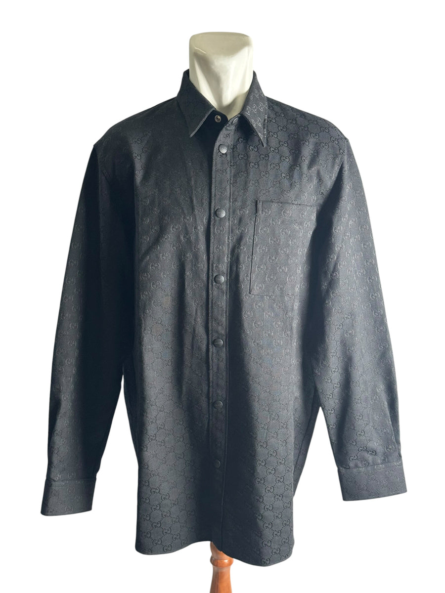 Gucci GG Supreme Black Denim Long Shirt