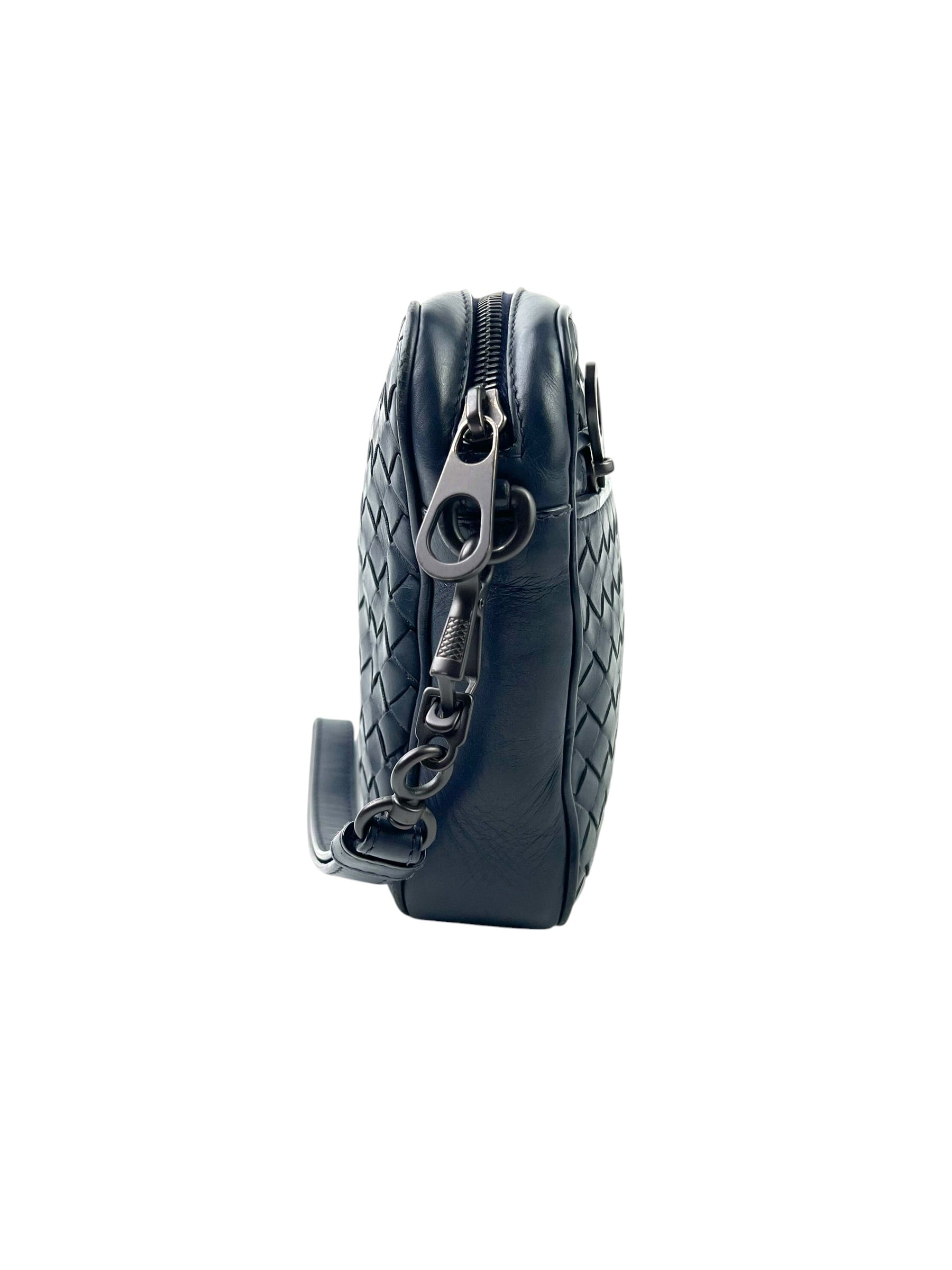 Bottega Veneta Intrecciato Navy Kasai Pouch