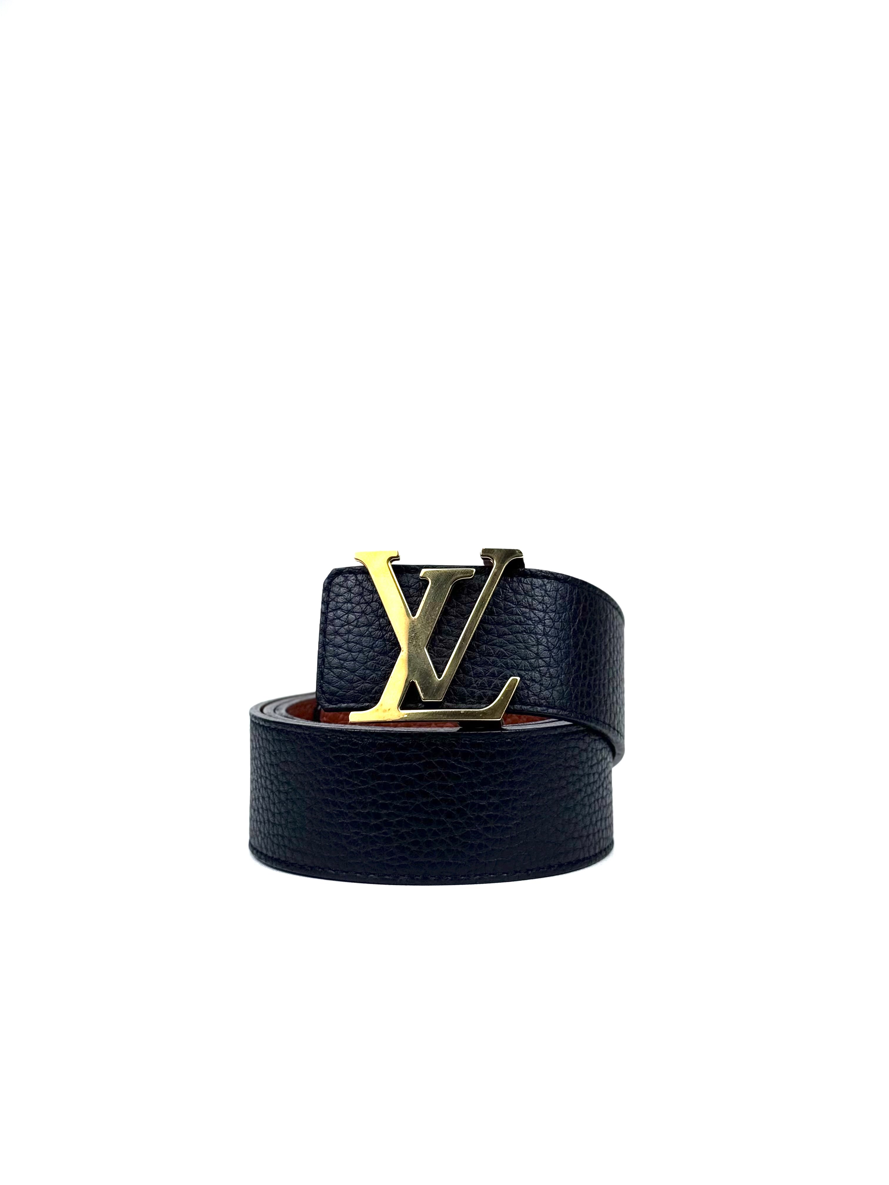 Louis Vuitton Initial 40mm Gold Buckle Leather Reversible Brown Belt