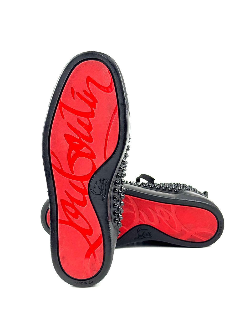 Christian Louboutin High Top Calf Black Sneakers