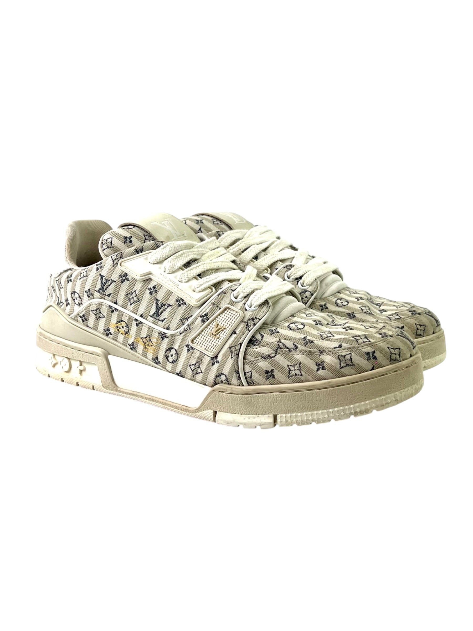 Louis Vuitton Trainer Monogram Stripe Beige Sneakers