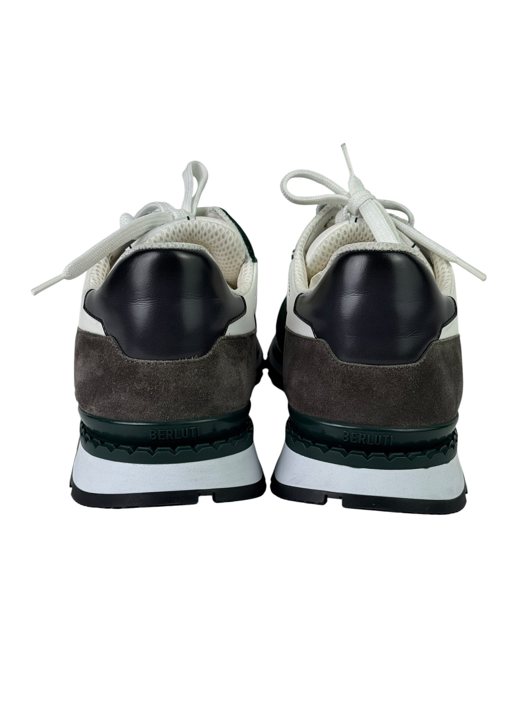Berluti Scritto Green Suede & Leather Low Sneakers