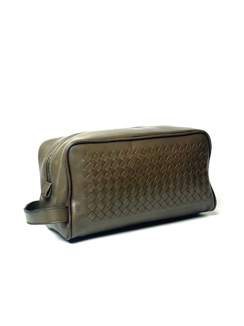 Bottega Veneta Intrecciato Khaki Toiletry Pouch