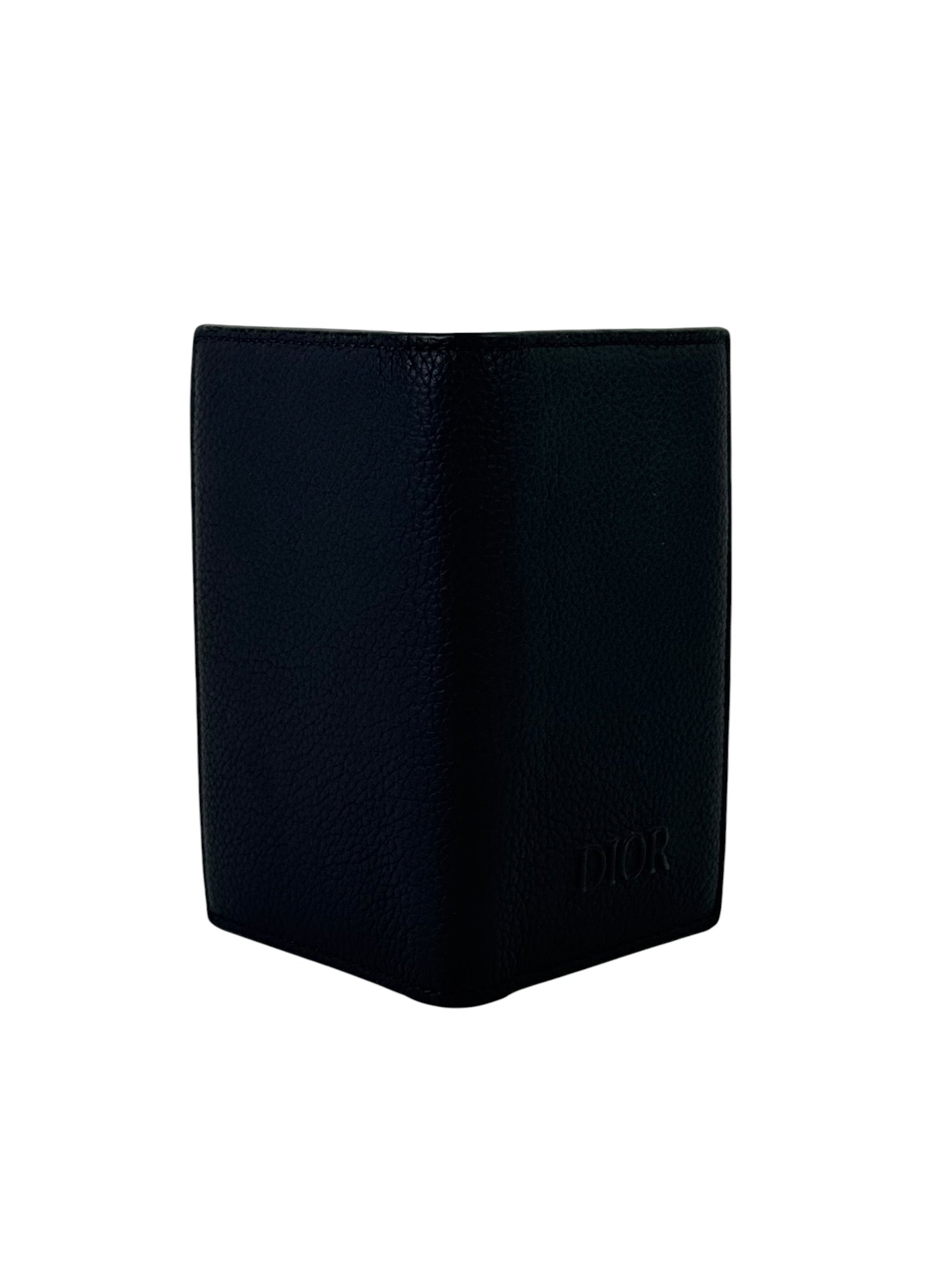 Christian Dior Grain Leather Oblique Black Pocket Organizer