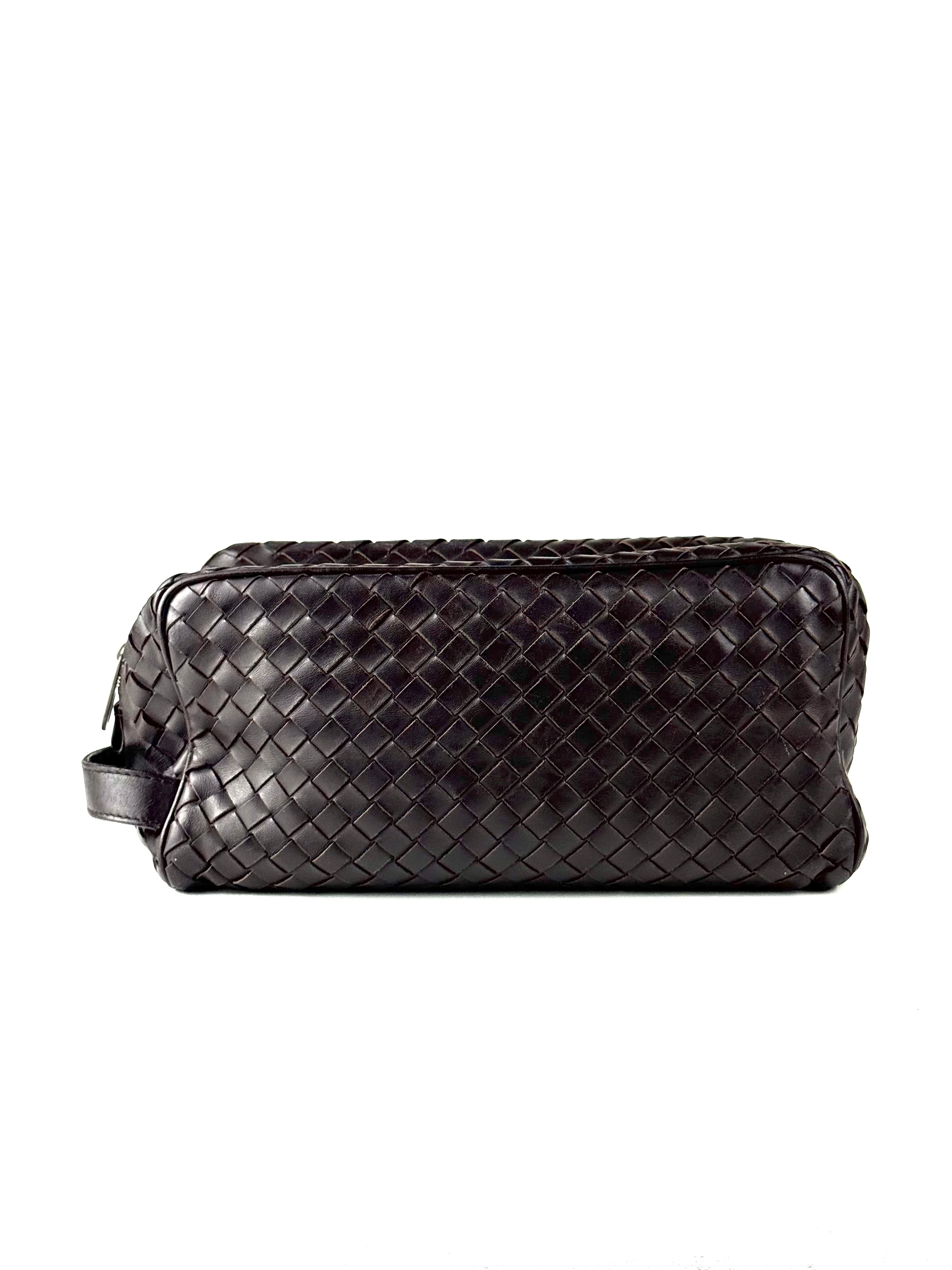 Bottega Veneta Intrecciato Brown Toiletry Pouch