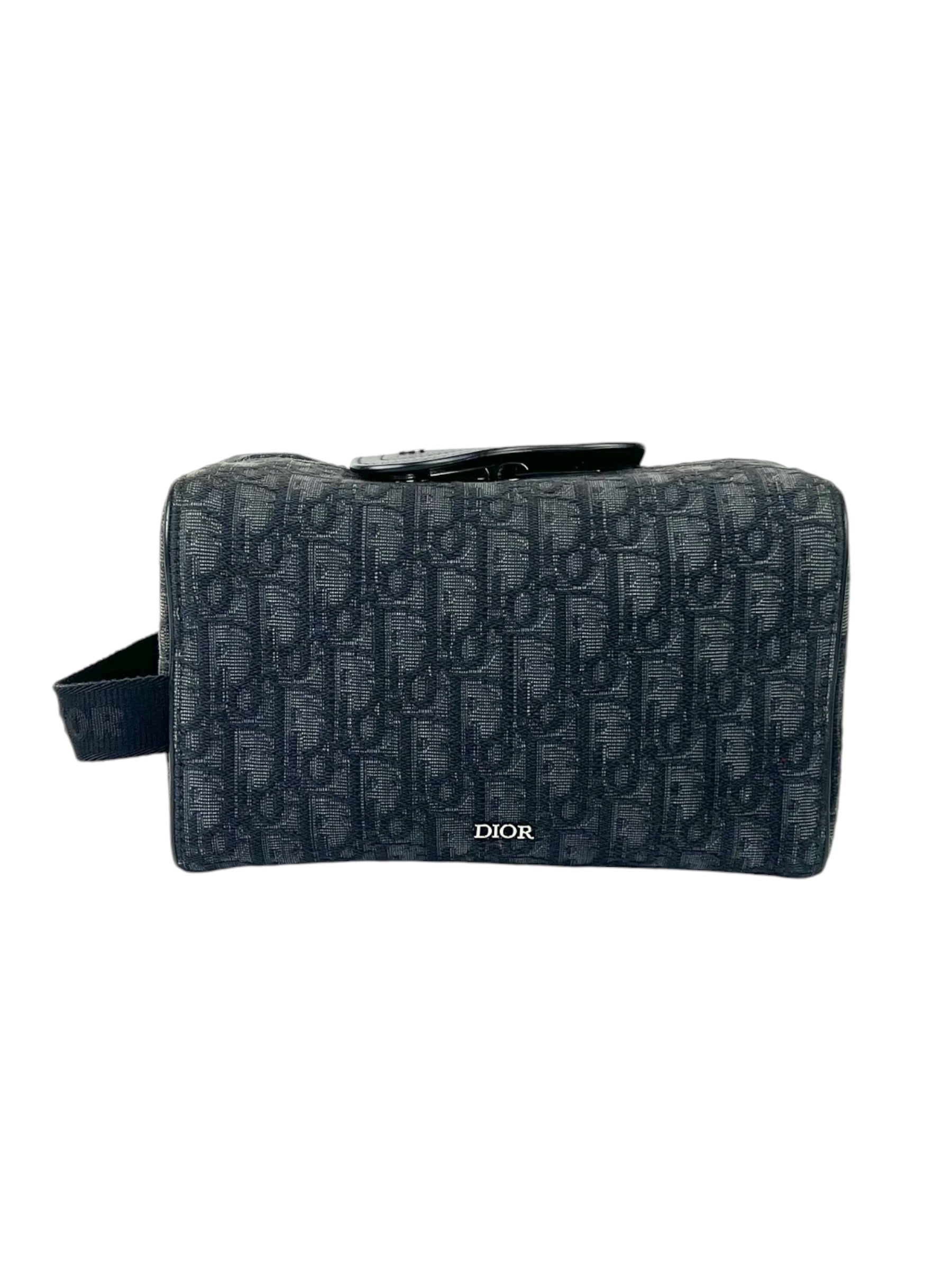 Christian Dior Oblique Jacquard Black Toiletry Pouch