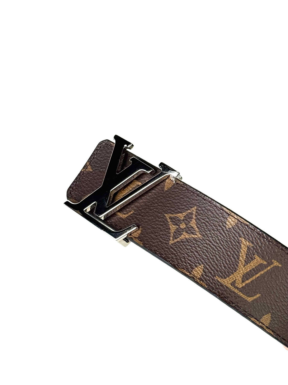 Louis Vuitton Initial Silver Buckle Monogram Macassar Belt