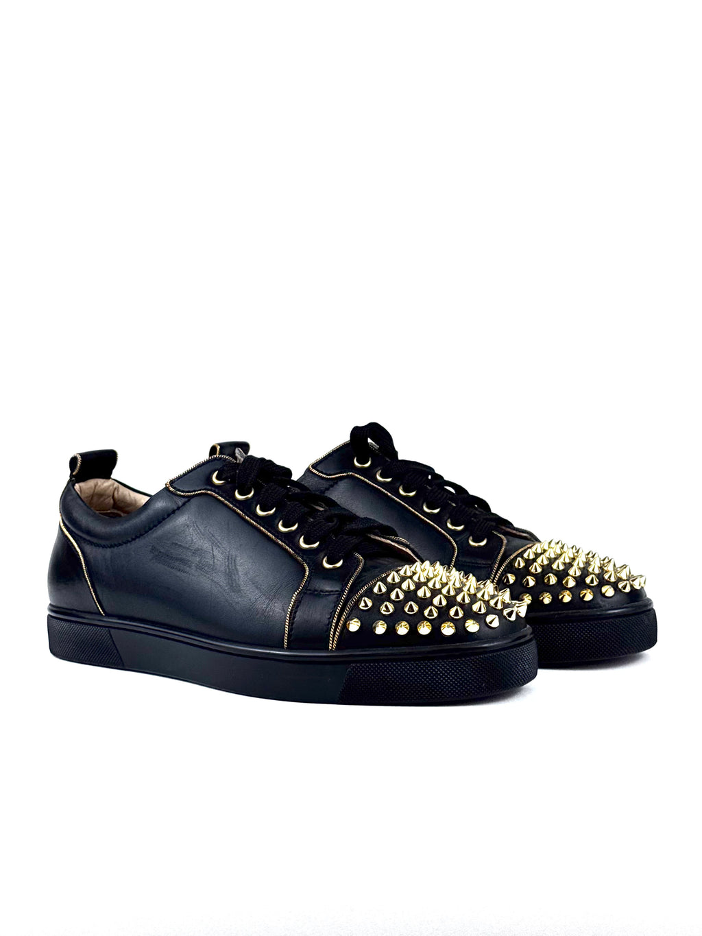 Christian Louboutin Junior Spike Calf Leather Gold Studs Sneakers