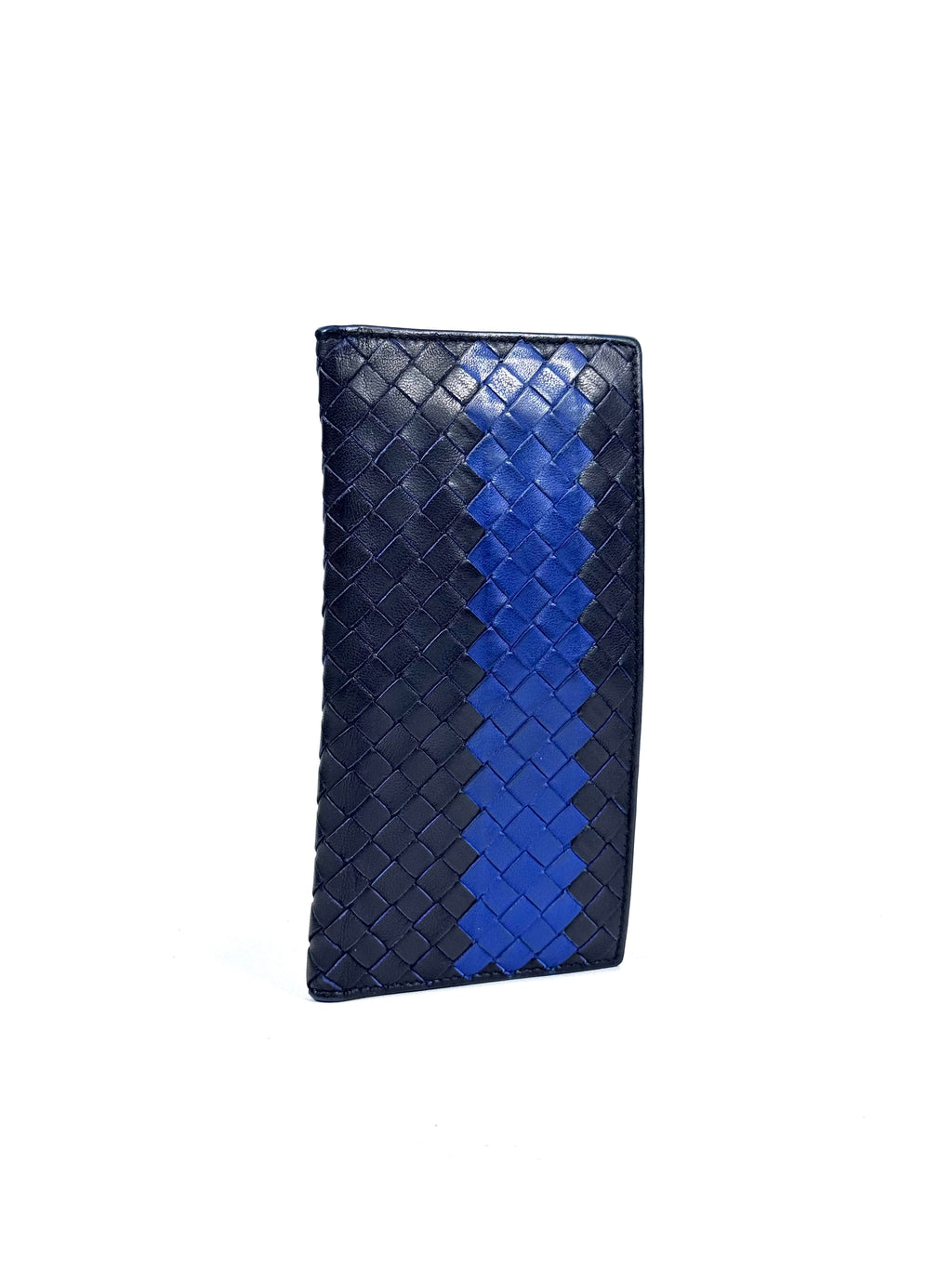 Bottega Veneta Intrecciato Black Navy Long Wallet