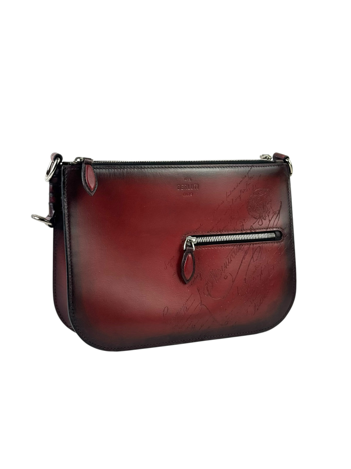 Berluti Scritto Red Salmon Nino Duo Venezia Leather Messenger Bag