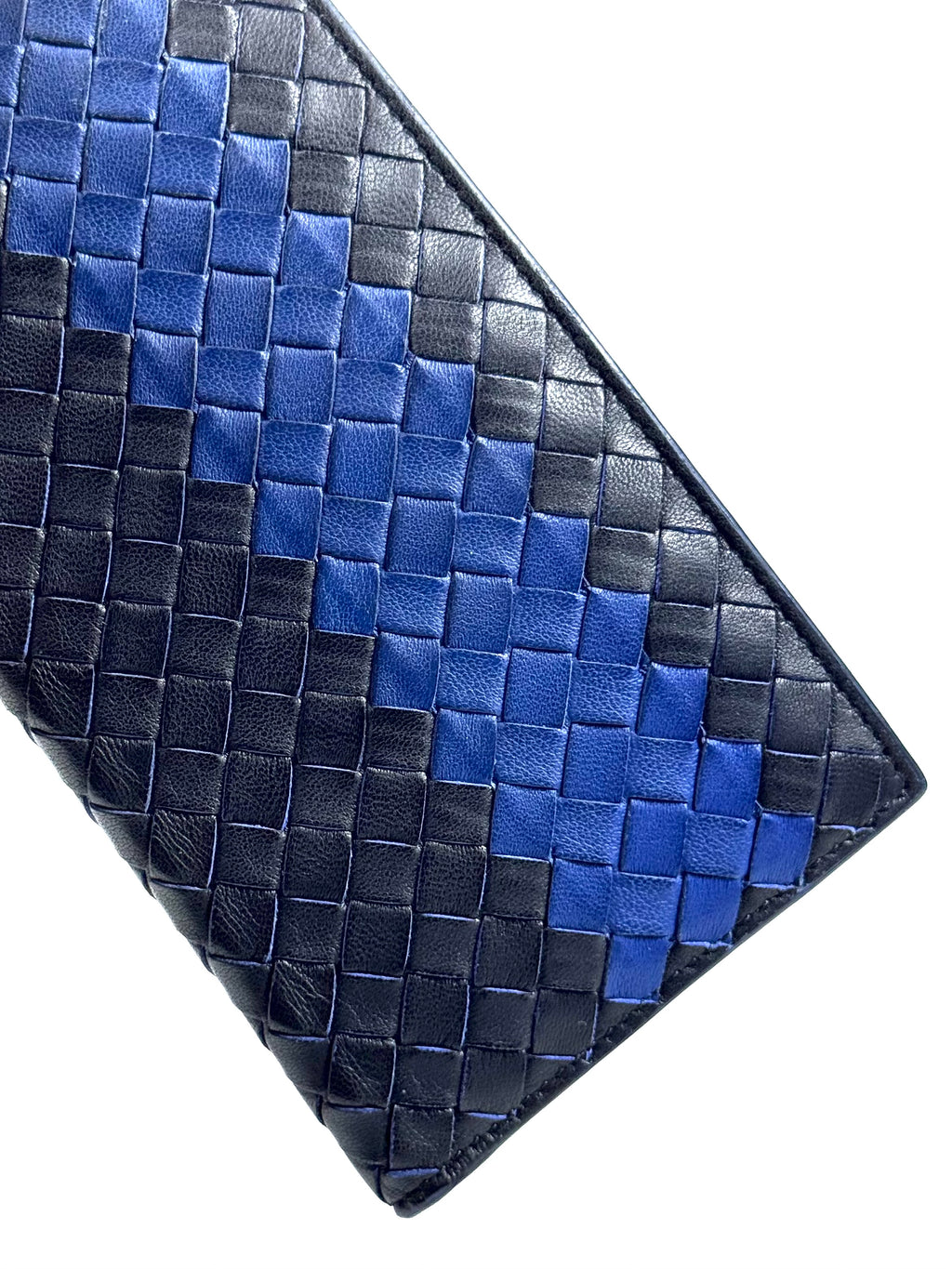 Bottega Veneta Intrecciato Black Navy Long Wallet