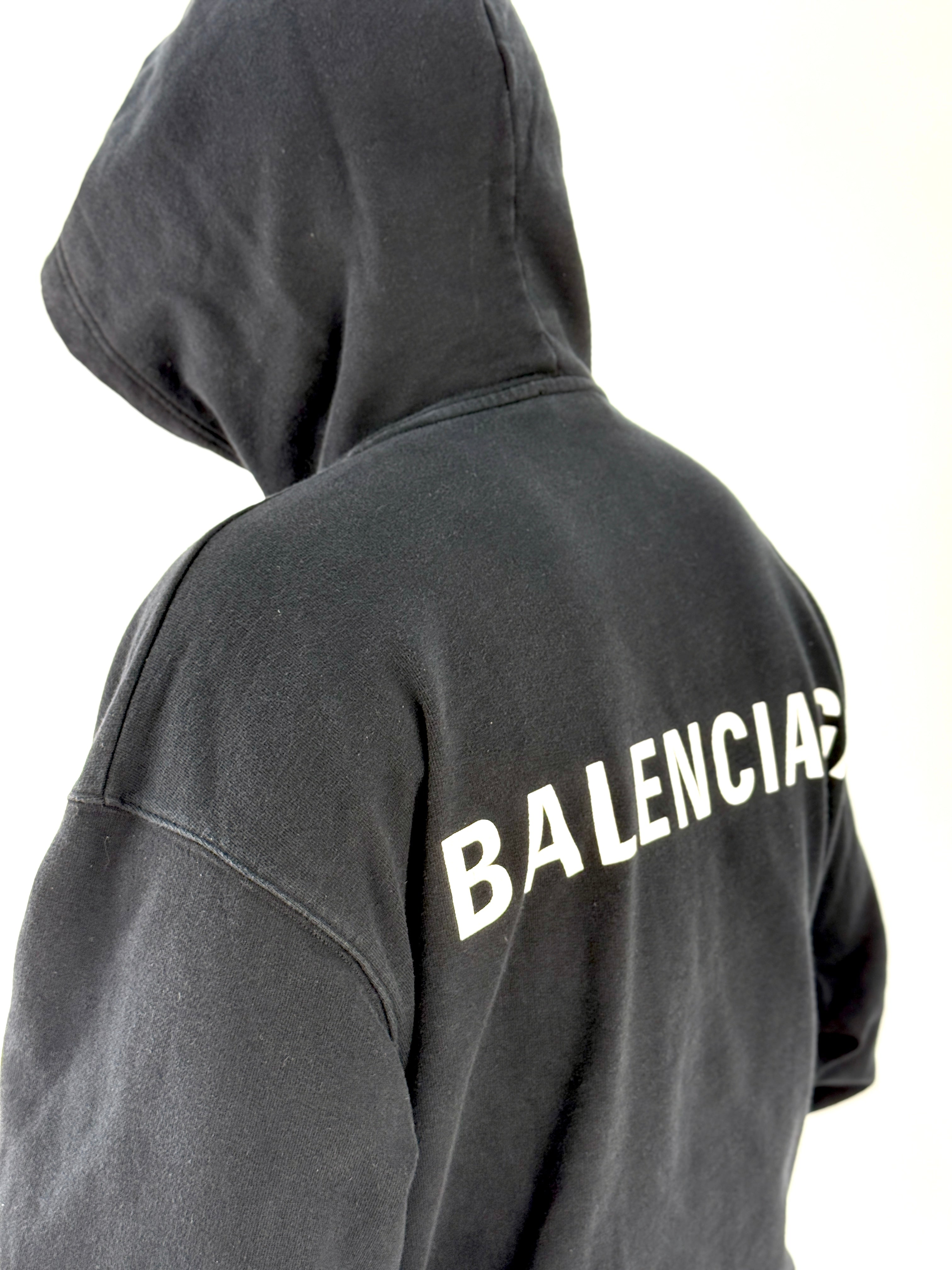 Balenciaga Logo Printed Black Hoodie