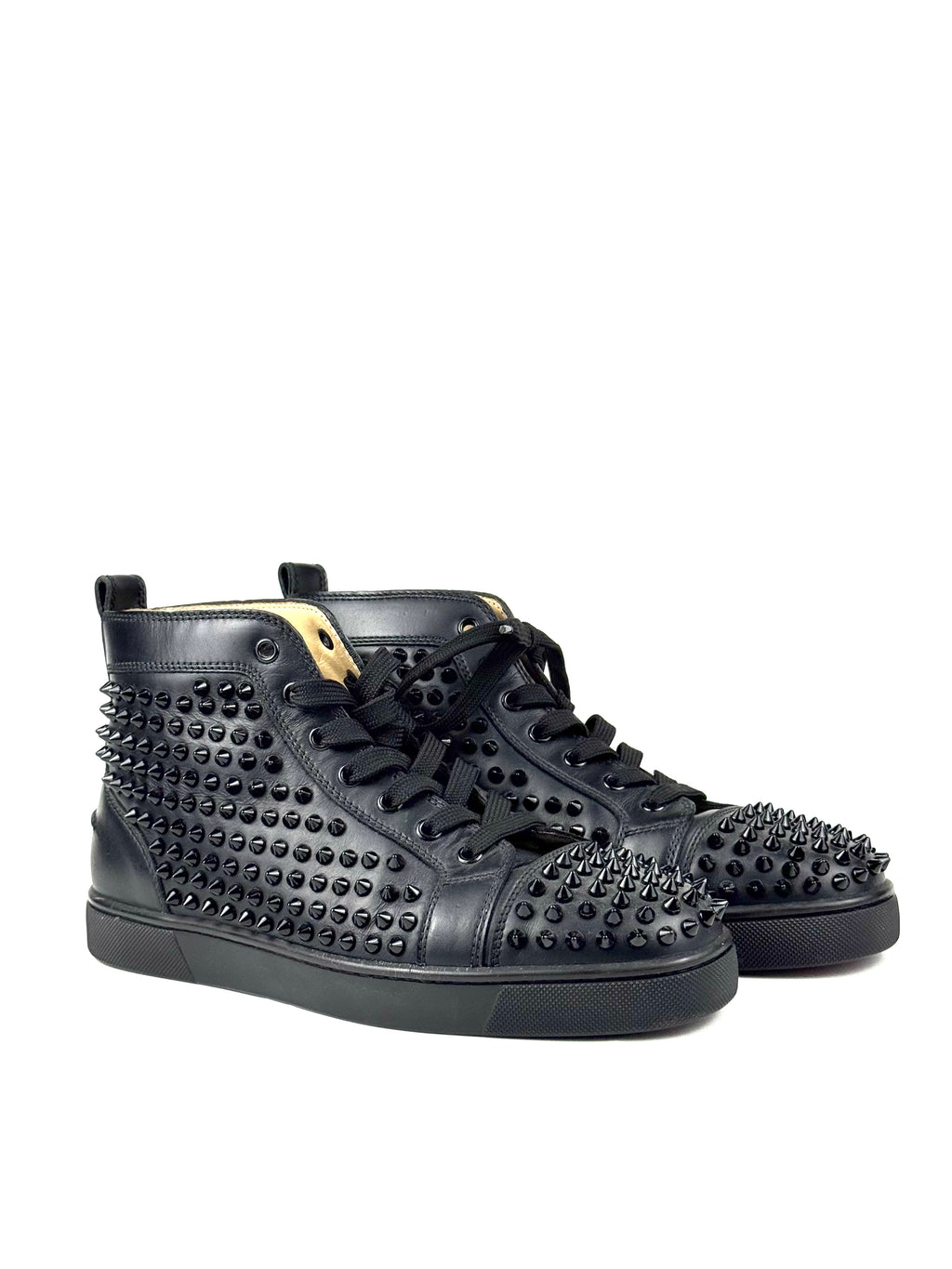 Christian Louboutin High Top Calf Black Sneakers