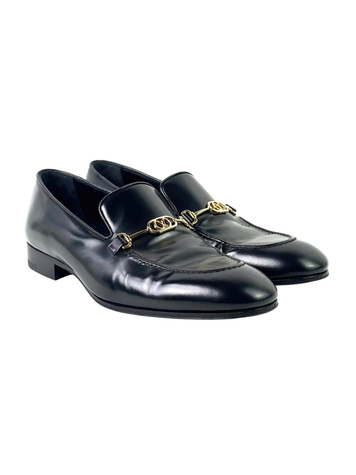 Louis Vuitton Club Logo Black Leather Loafers